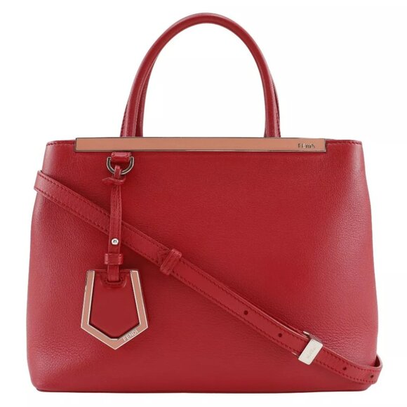 FENDI Petite to Jules Handbag 8BH253 2WAYShoulder Red Calfskin Women - Picture 1 of 12
